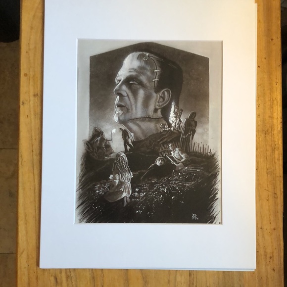 Frankenstein monster art matted 11x14 - Picture 2 of 3